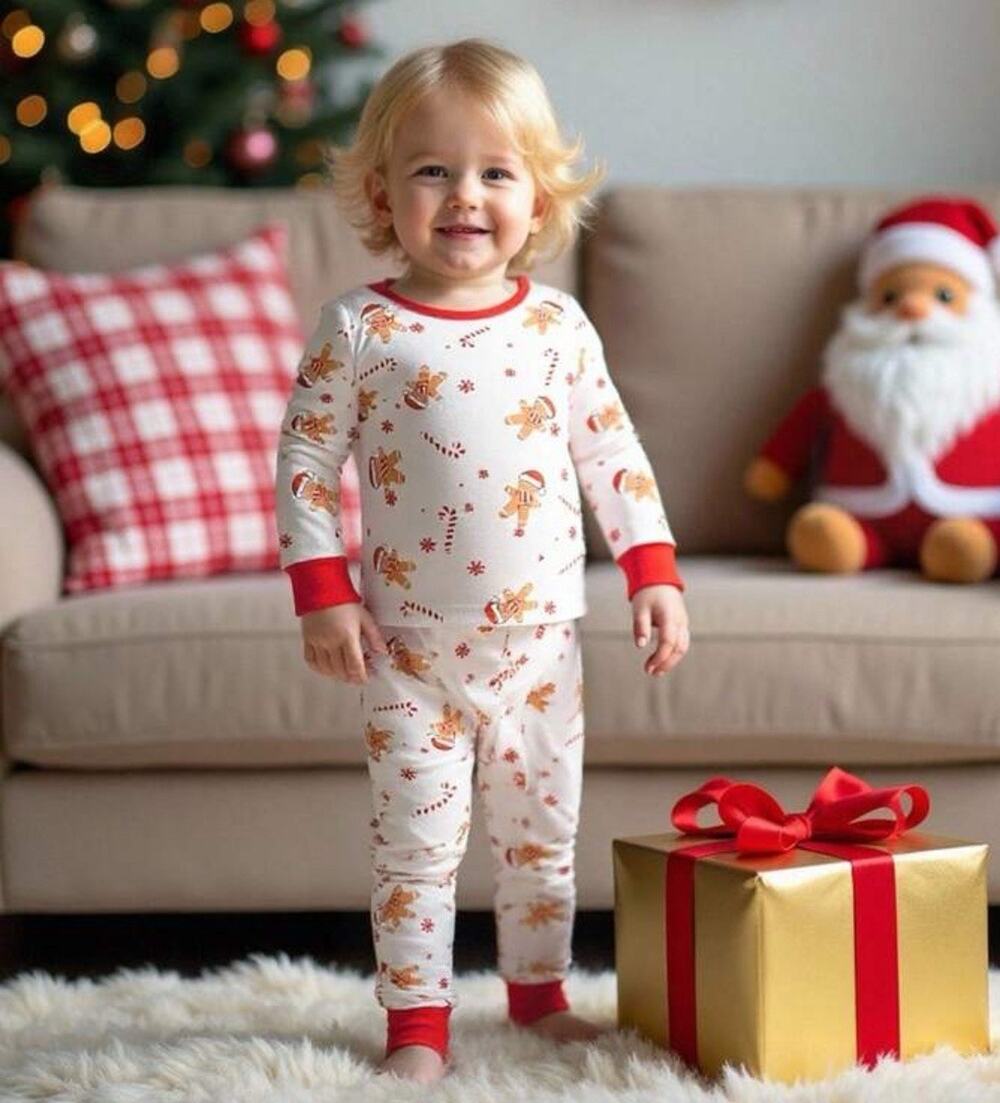 Girls Gingerbread Christmas Pajama Set 2 Piece Multicolor New 2Y